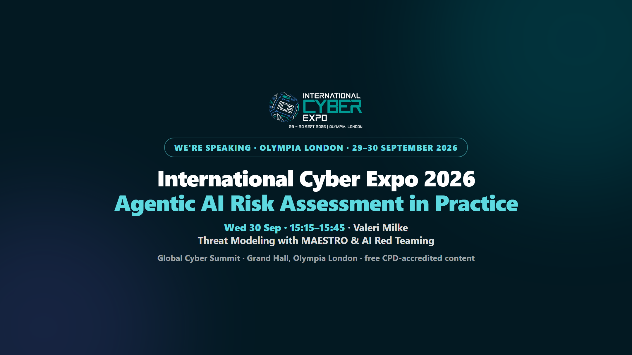 VamiSec spricht auf der International Cyber Expo 2026 in London: Agentic AI Risk Assessment mit MAESTRO und AI Red Teaming