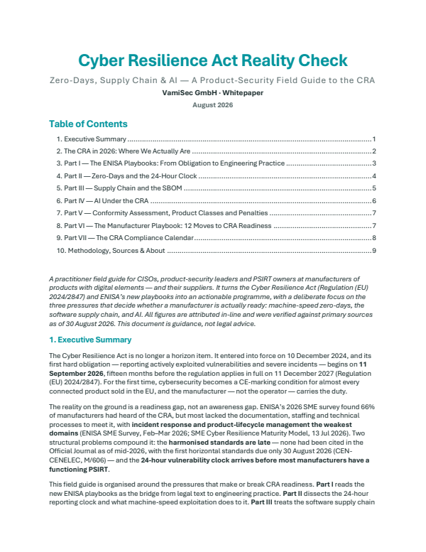 CRA Reality Check – VamiSec Whitepaper Cover