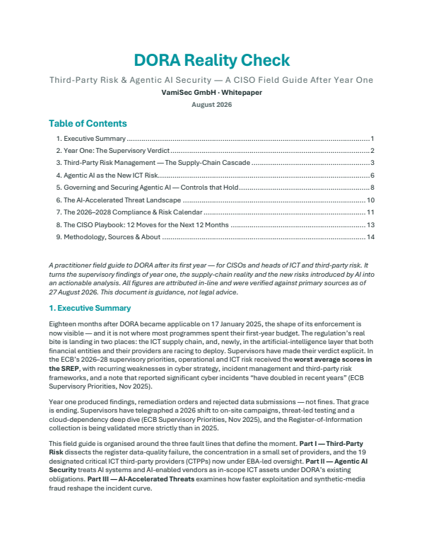 DORA Reality Check – VamiSec Whitepaper Cover