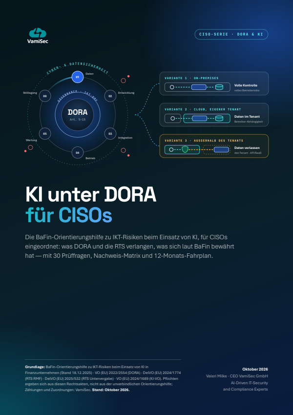 Cover des VamiSec-Whitepapers KI unter DORA für CISOs