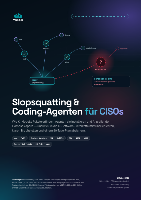 Portada del whitepaper de VamiSec “Slopsquatting & Coding-Agenten für CISOs”
